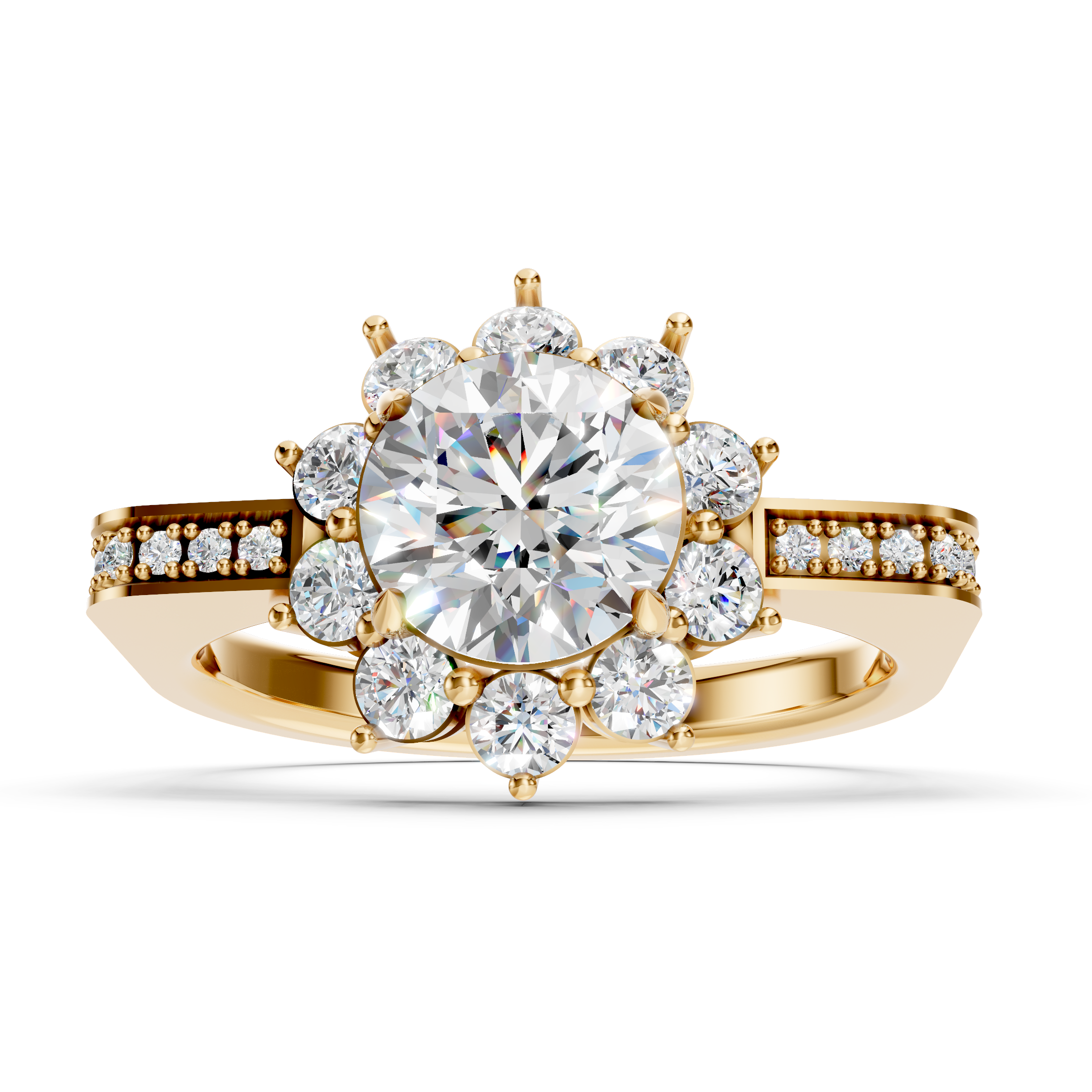 Lab-Grown Diamond Sunburst Halo Solitaire