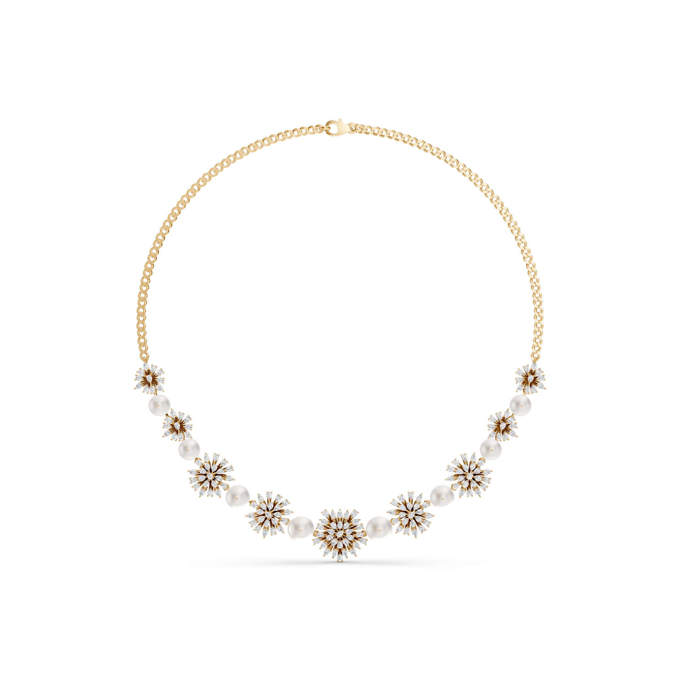Lab-Grown Diamond Pearl Bloom Necklace