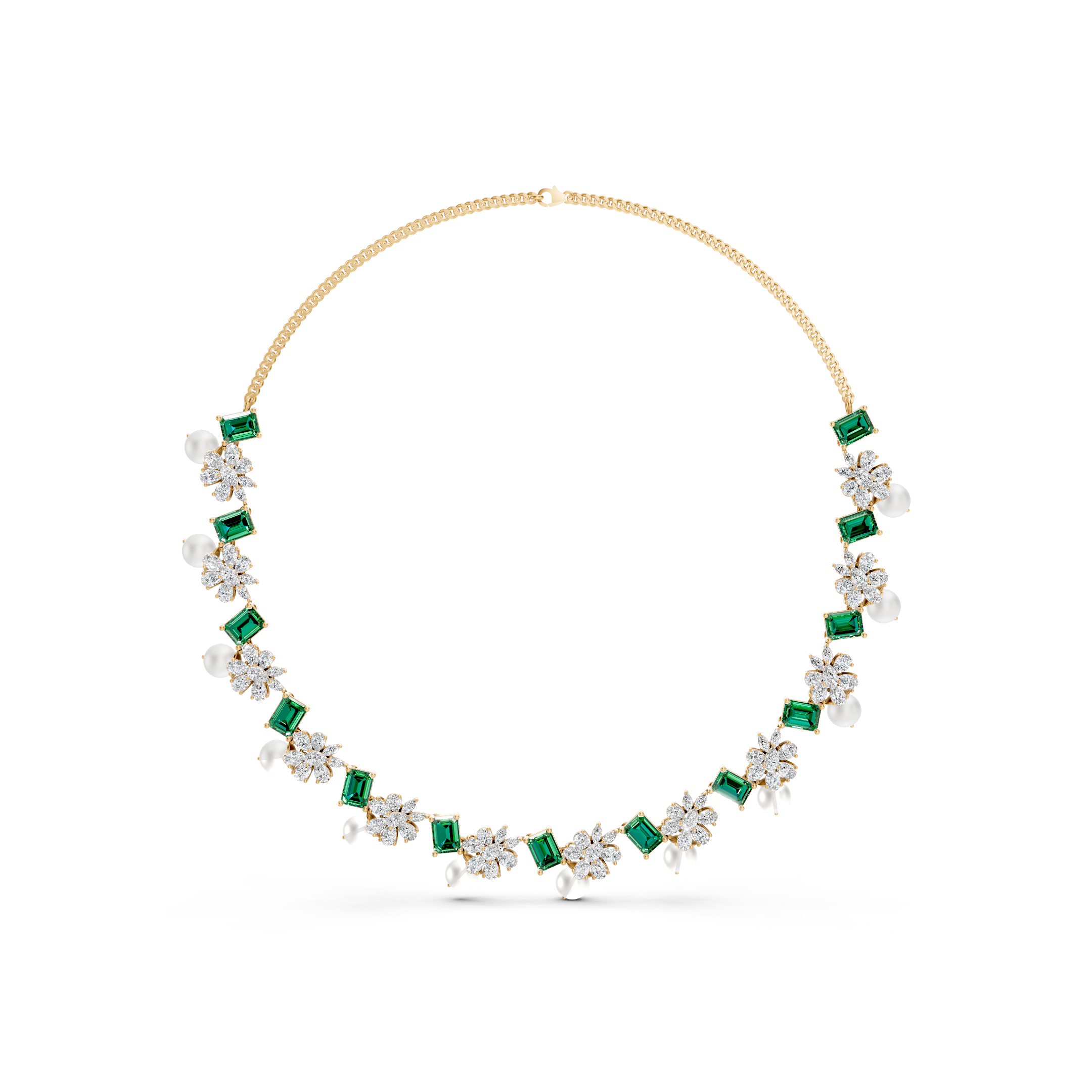 Lab-Grown Diamond Emerald Floral Choker